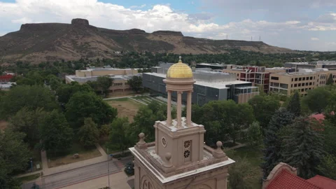 7-30-26, Golden, CO, USA - high flying counter clock cupola CO School of Mines Stock Footage 341034645