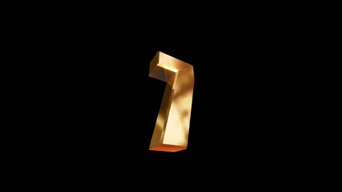 7, 3d golgen text number on black background Vidéo 127718109