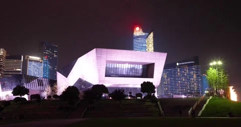 7 4 2023 night view of Changsha Museum, a history museum located at Beichen.. Stock Footage 238653638