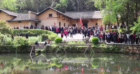 7 4 2023 Tourists queue up in front of the entrance to Mao Zedong (Tse-tung.. Stock Footage 238650412