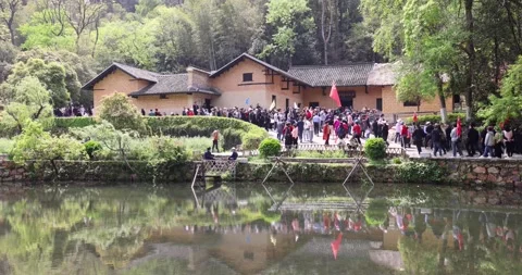 7 4 2023 Tourists queue up in front of the entrance to Mao Zedong (Tse-tung.. Stock Footage 238650437