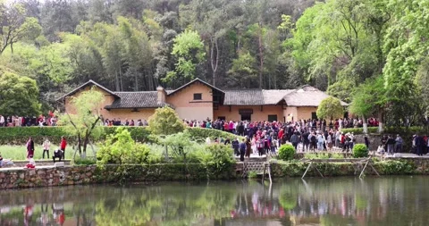 7 4 2023 Tourists queue up in front of the entrance to Mao Zedong (Tse-tung.. Stock Footage 238650451