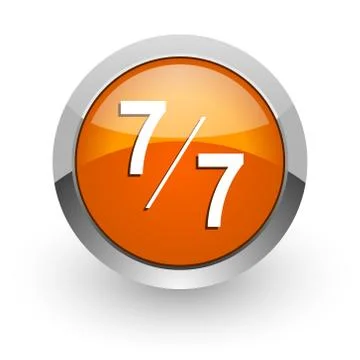 7 per 7 orange glossy web icon Stock Illustration