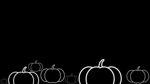7 Abstract Outline Pumpkins Border On Black Background With Empty Space Stock Illustration
