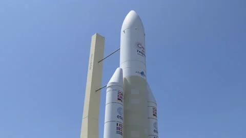 7 Ariane Rocket At Cite De L'Espace In Toulouse France Video stock 160121765