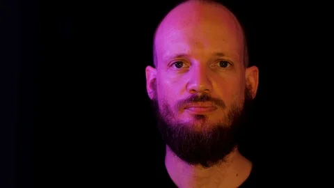 7 Bizarre pink and yellow light stare strange look Stock Footage 112079899