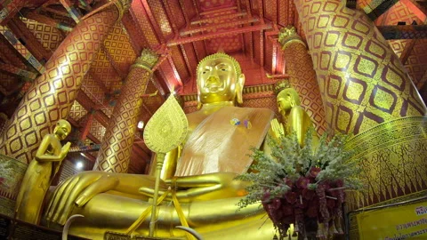 7 Buddha Statue In Buddhist Temple Of Ayutthaya Thailand Asia Stock Footage 286217043