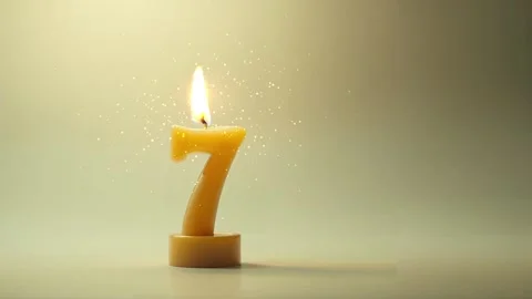 7 Candle for text and birthday years with sparkles 4k Stock Footage 312313282