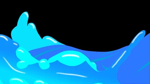 7 Cartoon Water Elements Loopable - Motion Graphic Stock Footage
