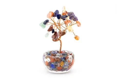 7 Chakra Gemstone Money Tree for Feng Shui Decoration Stock Photos