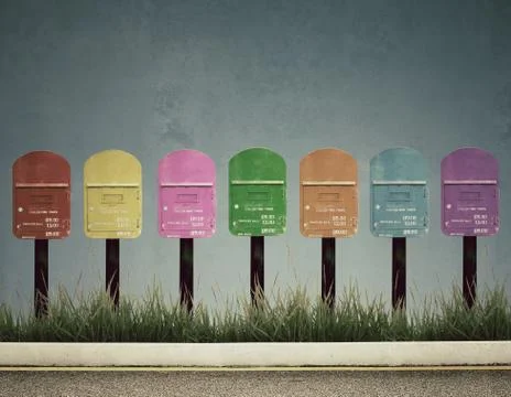 7 color postbox Foto stock