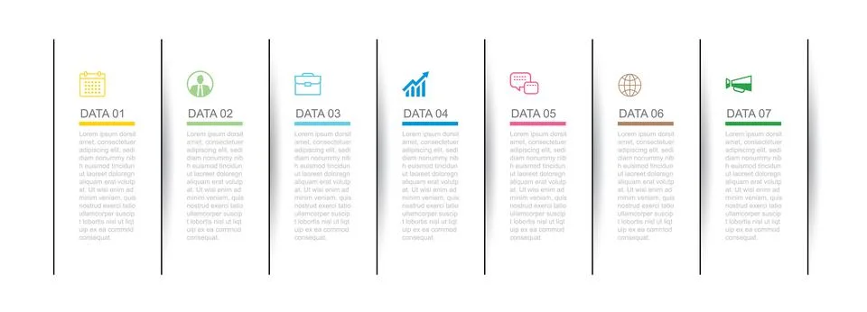 7 data infographics tab thin line index template. Vector illustration abstrac Stock Illustration