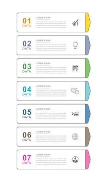7 data infographics tab thin line index template. Vector illustration abstrac Stock Illustration