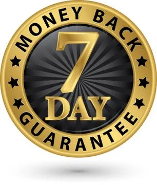 7 day money back guarantee golden sign, vector illustration Illustrazione stock
