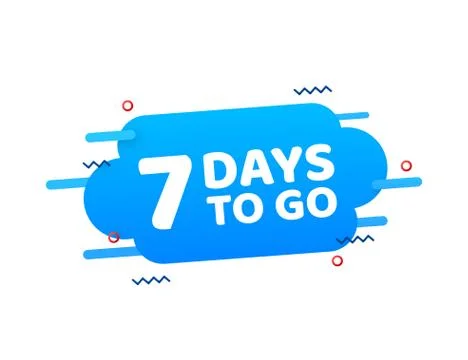 7 Days to go. Countdown timer. Clock icon. Time icon. Count time sale. Vector Illustrazione stock