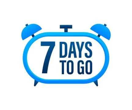 7 Days to go. Countdown timer. Clock icon. Time icon. Count time sale. Vector Illustrazione stock