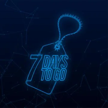 7 Days to go. Countdown timer. Time icon. Count time sale. Vector stock Illustrazione stock