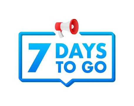 7 Days to go. Countdown timer. Clock icon. Time icon. Count time sale. Vector Stock Illustration