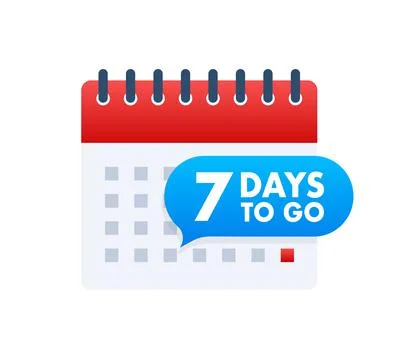 7 Days to go. Countdown timer. Clock icon. Time icon. Count time sale. Vector Illustrazione stock