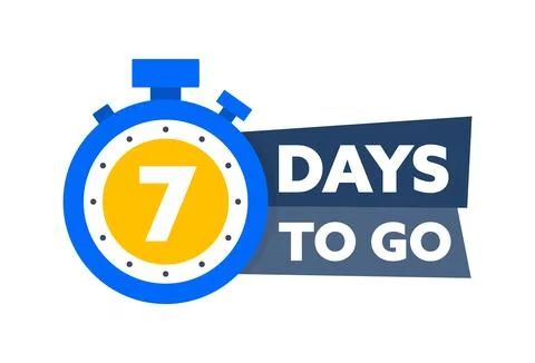 7 Days to go. Countdown timer. Countdown left days banner. Sale or promotion Stock-Illustration
