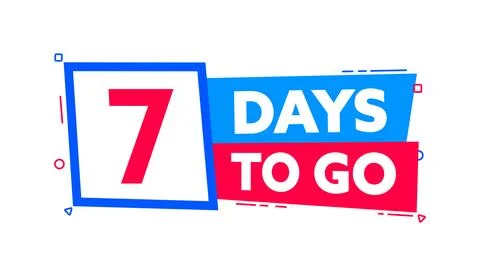 7 Days to go. Countdown timer. Countdown left days banner. Sale or promotion Illustrazione stock