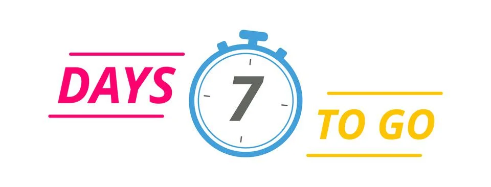 7 days to go last countdown. Stock Illustration
