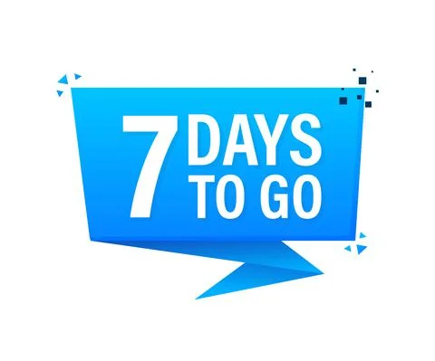 7 Days to go poster in flat style. Vector illustrations for time managment. Illustrazione stock