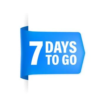 7 Days to go poster in flat style. Vector illustrations for time managment. Stockillustratie