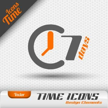 7 Days Icon Vector Design Elements. Stock Illustration