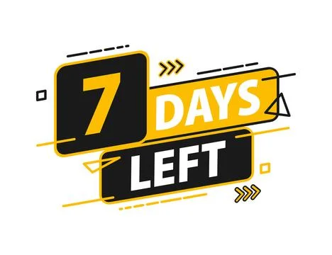 7 days left. Countdown discounts and sale time. 7 days left sign, label. Vector 스톡 일러스트