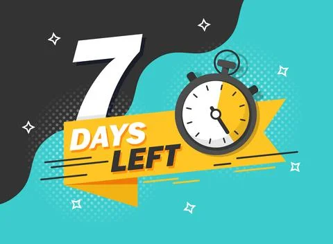 7 days left icon in flat style. Offer countdown date number vector illustra.. Illustrazione stock