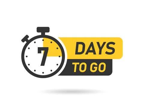 7 days left icon in flat style. Offer countdown date number vector illustra.. Stock Illustration