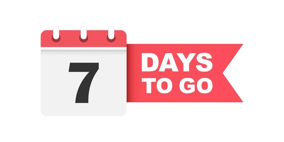 7 days left icon in flat style. Offer countdown date number vector illustra.. Stock Illustration
