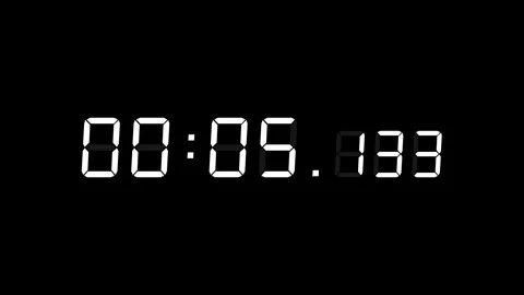 7 digits white countdown 00:10:00 (10 seconds) on black background Stock Footage 331473442