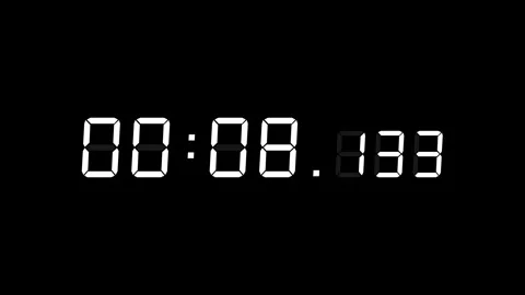 7 digits white countdown 00:15:00 (15 seconds) on black background Stock Footage 331899834
