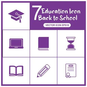 7 Education set Icons. Back to school icon set Stock Illustration