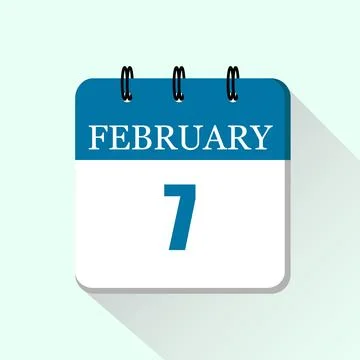 7 February Vector flat daily calendar icon. Date and month. Ilustração Stock