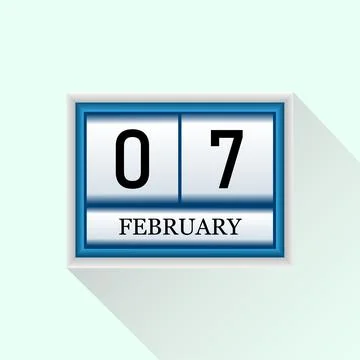 7 February Vector flat daily calendar icon. Date and month. Stock Illustration