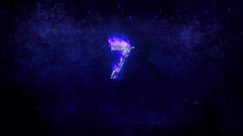 7 in flames on blue background | Stock Video | Pond5