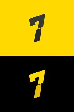 7 font number logo, lightning flash power design. For energy labels, rock mus Stock Illustration