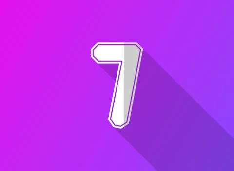 7 font number, modern dynamic design with long shadow on purple gradient back Stock Illustration
