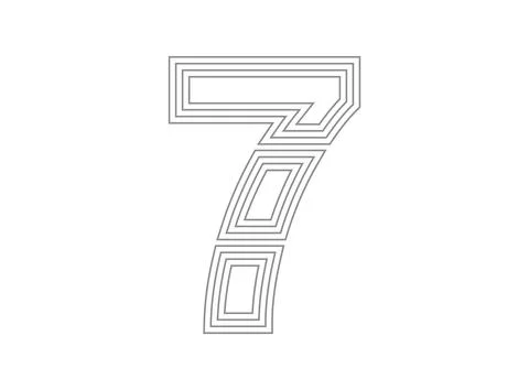 7 font number vector.  Condensed thin, Parallel stylize line letter. Thin mon Stock Illustration