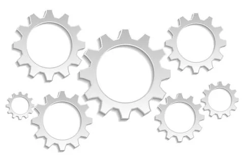 7 gears gray background Illustrazione stock