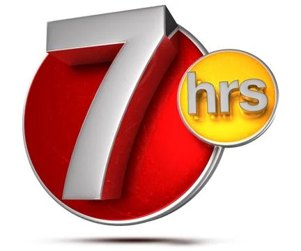7 Hours 3d rendering on white background.(with Clipping Path). Illustrazione stock
