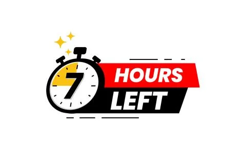 7 hours left label. Countdown timer banner sticker Stockillustratie