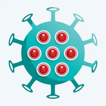 7 infographic circle and network template for virus covid-19 data. Stock Illustration