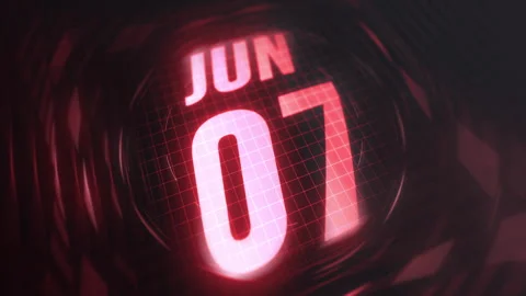 7 June in 3d motion graphic. Infrared calendar in futuristic and tech glow Stock Footage 292940634