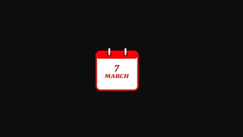 7 March Calendar Date Animated. 7 march Calendar icon. Stock Footage 301770967