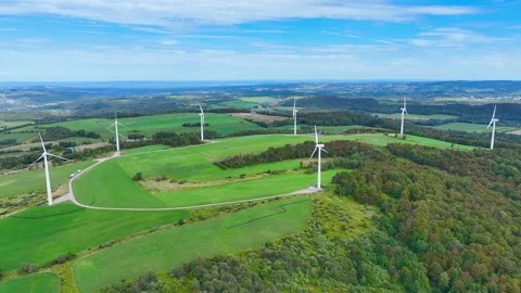 7 Massive Wind Turbines Demolished, Madison, New York, USA - 17 Sep 2025 Stock-Footage 318322619