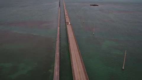 7 Mile Bridge Fly Up Stock Footage 75322881